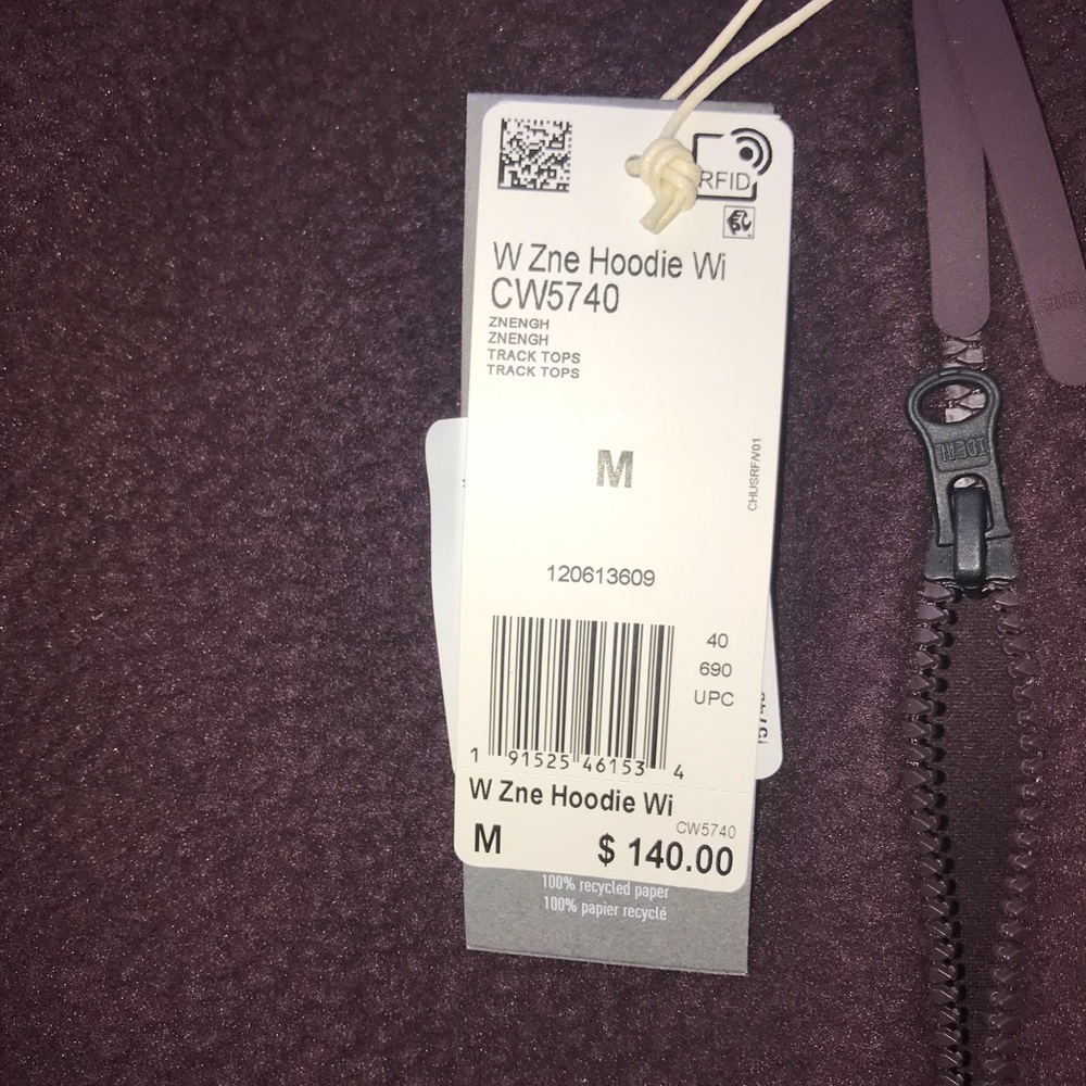 NWT Size M Adidas Burgundy Wine Hoodie Jacket - Picture 5 of 8